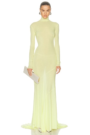 Mugler Long Sleeve Gown in Yellow