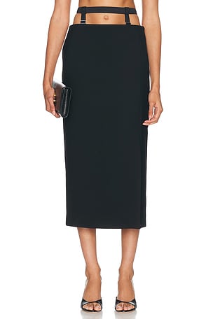 Mugler Midi Skirt in Black