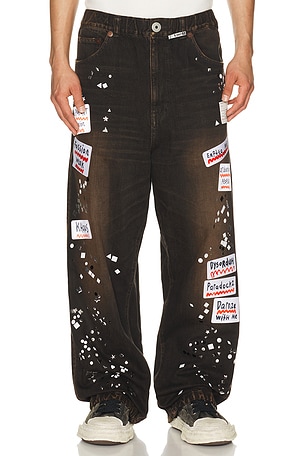 Maison MIHARA YASUHIRO Denim Jeans With Sticker in Black