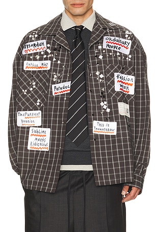 Maison MIHARA YASUHIRO Longsleeve Check Shirt With Sticker in Black