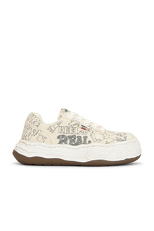 Maison MIHARA YASUHIRO Oliver Original Sole Graffiti Printed Canvas Low-Top Sneaker in White