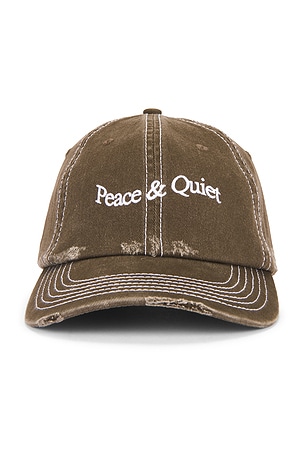 Museum of Peace and Quiet Wordmark Reverse Stitched Dad Hat in Brown