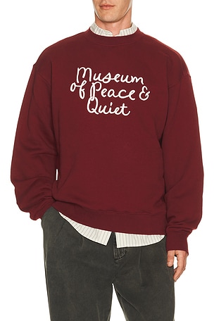 Museum of Peace and Quiet Scribble Crewneck in Burgandy