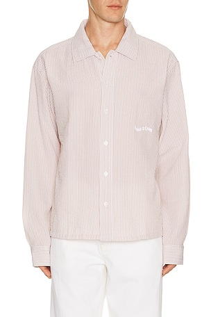 Museum of Peace and Quiet Wordmark Button Up in Brown