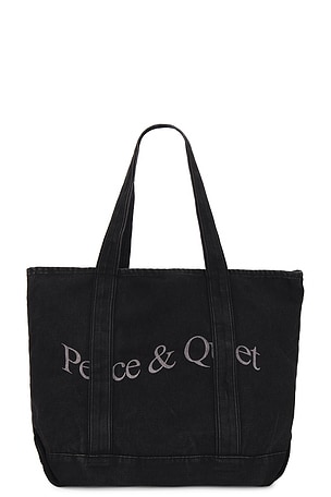 Museum of Peace and Quiet Wordmark Denim Boat Tote in Black