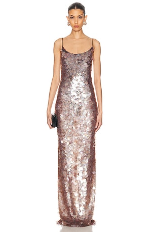 The New Arrivals by Ilkyaz Ozel Isis Dress in Metallic Neutral