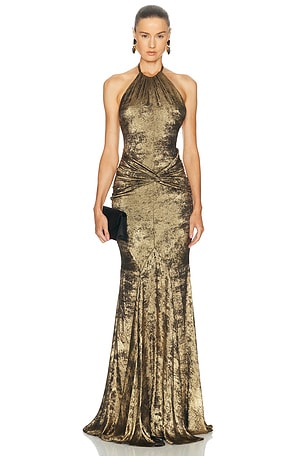 HEMANT AND NANDITA Dani Halter Neck Maxi Dress in Multi | FWRD