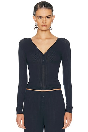 Negative Underwear Whipped Henley Top in Navy
