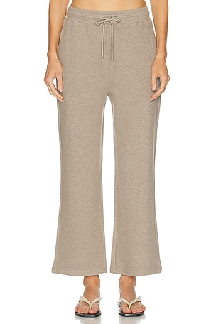 Negative Underwear Waffle Knit Cropped Track Pant in Taupe