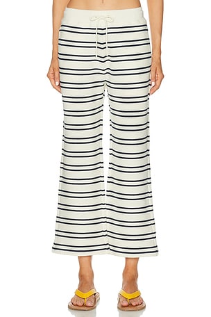Negative Underwear Waffle Knit Cropped Pant in Cream,Navy