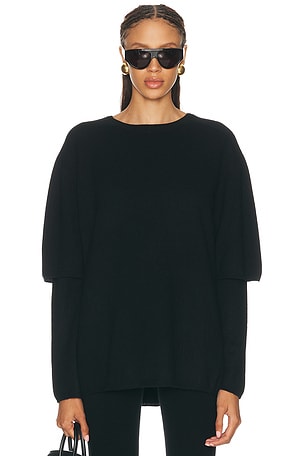 NOUR HAMMOUR Cobain Layered Knit Sweater in Black