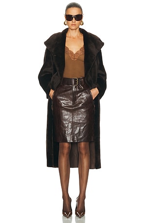 NOUR HAMMOUR Solene Coat in Brown