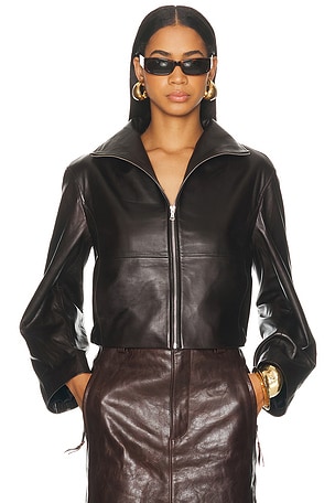 Lemaire Soft Leather Blouson Jacket in Chocolate | FWRD