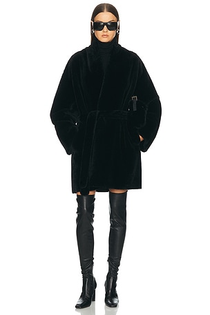 NOUR HAMMOUR Raquel Coat in Black