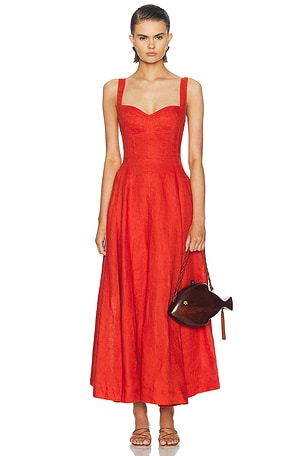 NICHOLAS Anya Sleeveless Paneled Maxi Dress in Red