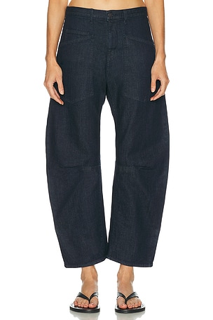 NILI LOTAN Shon Barrel Leg in Denim-Dark