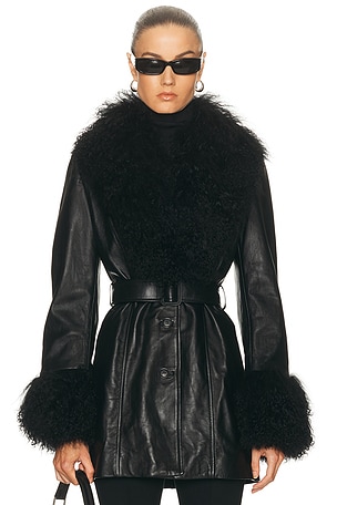 NILI LOTAN Sefa Leather Jacket in Black