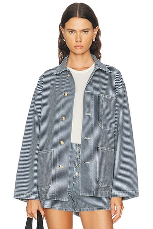 NILI LOTAN Franklin Striped Jacket in Blue