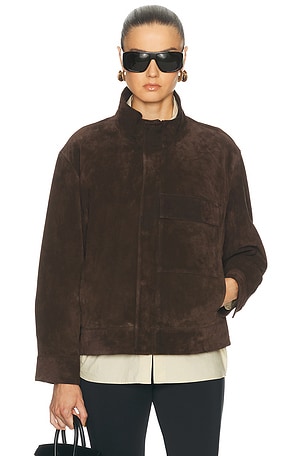 NILI LOTAN Cirque Suede Jacket in Chocolate