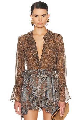 NILI LOTAN Cecily Top in Brown
