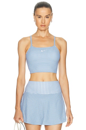 Nike One Padded Gingham Sports Bra in Blue