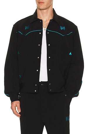 Needles Piping Cowboy Jacket Poly Double Cloth in Black