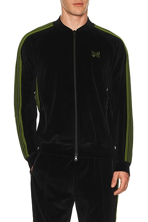 Needles Rib Collar Track Jacket Cpe Velour in Black