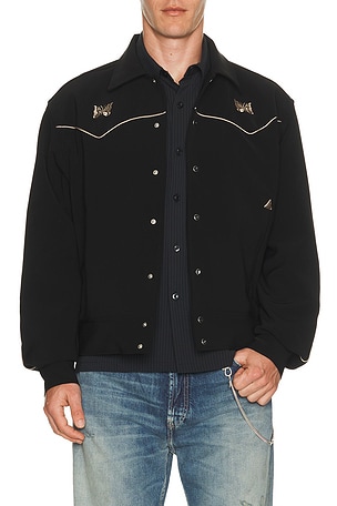Needles Piping Cowboy Jacket Poly Double Cloth in Black