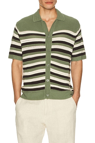 NN07 Lars Polo Cardigan in Green