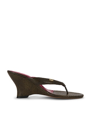 NOU for FWRD For Fwrd Puff Wedge Sandal in Green