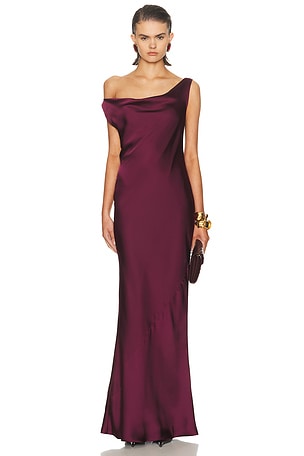 Norma Kamali Drop Shoulder Maria Gown in Burgundy