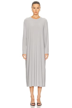 Norma Kamali Oversized Long Sleeve Midcalf Dress in Grey