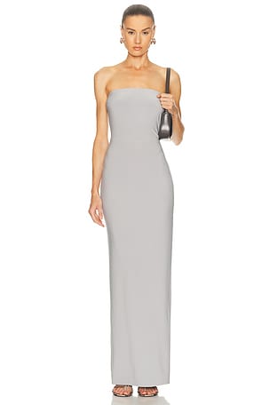Norma Kamali Strapless Long Dress in Grey