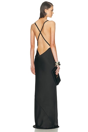 Norma Kamali Cross Back Bias Gown in Black