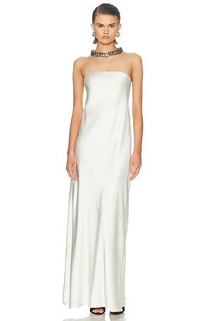 Norma Kamali Bias Strapless Gown in Ivory