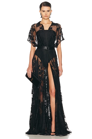 Norma Kamali Super OS Sleeveless BF NK Shirt Flared Gown in Black