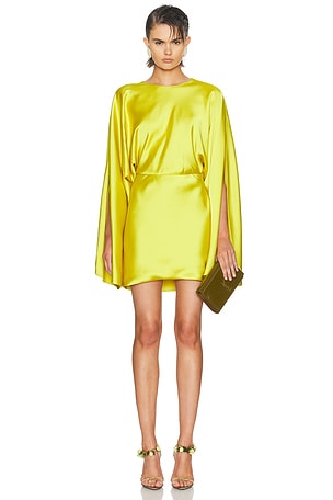 Norma Kamali Reverse Obie Long Sleeve Mini Dress in Yellow