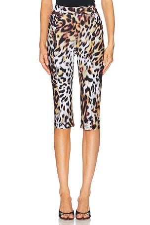 Norma Kamali Pedal Pusher Capri Pant in Brown
