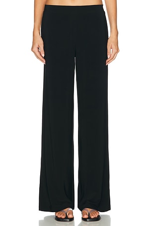 Norma Kamali Flat Front Wide Pant in Black