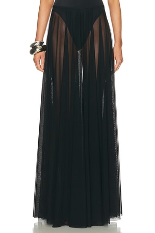 Norma Kamali Flared To Floor Skirt in Black