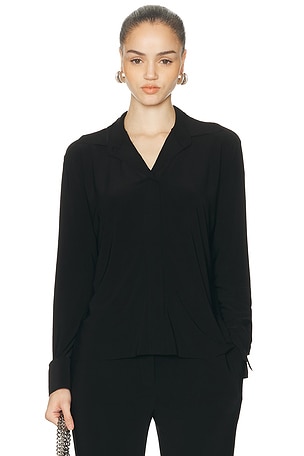 Norma Kamali Collar Stand Top in Black