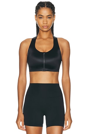 NikeSKIMS Shine Racerback Zip Front Bra in Black