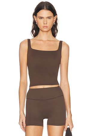 NikeSKIMS Matte Square Neck Tank Top in Chocolate