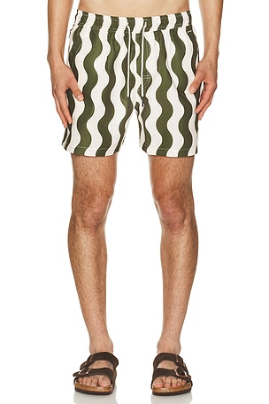 OAS Forest Waver Swim Shorts in Cream,Army