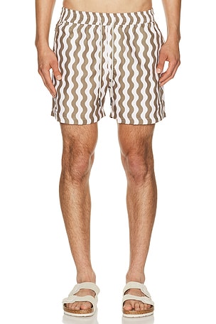 OAS Fine Waver Swim Shorts in Cream,Olive