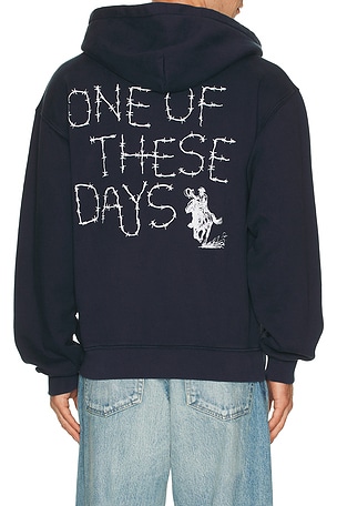 ONE OF THESE DAYS Barbed Zip Up Hoodie in Navy