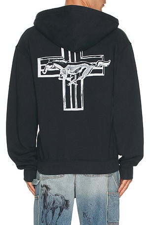 ONE OF THESE DAYS Mustang Cross Zip Up Hoodie in Black