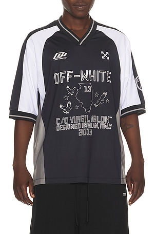 OFF-WHITE Eagle Team Soccer Jersey in Black,White