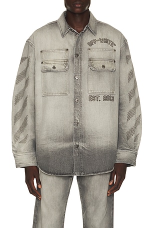OFF-WHITE Denim Military Overshirt in Grey