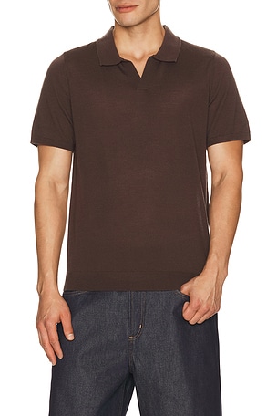 onia Extra Fine Merino Wool Johnny Polo in Chocolate